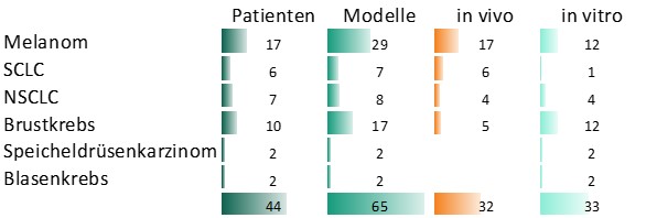 Etablierte Modelle nach Expansionsverfahren und Tumortyp